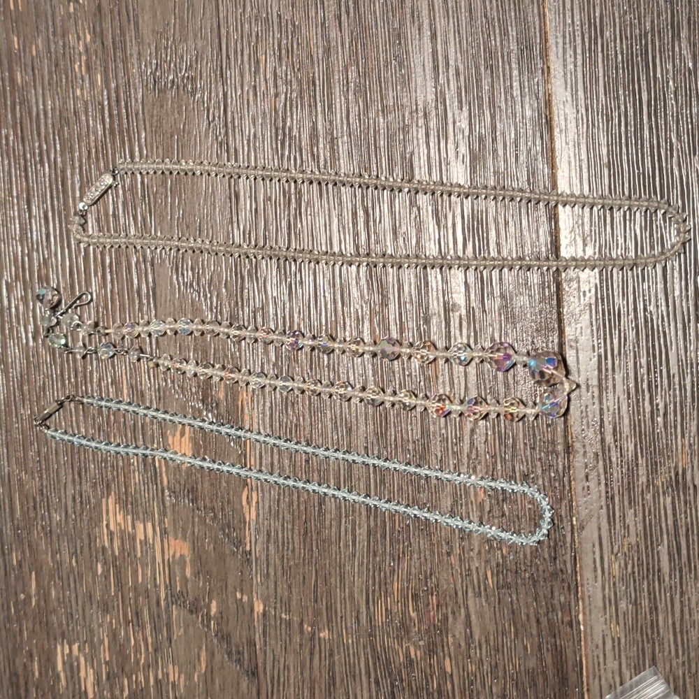 3 Vintage Crystal Glass Necklace Set - Picture 5 of 9
